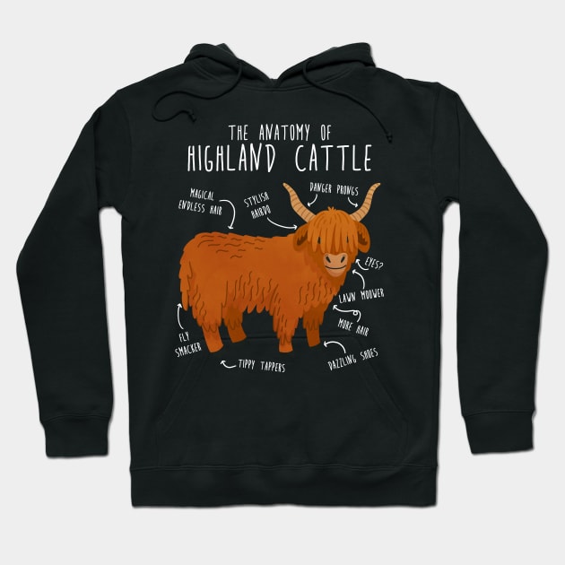 Highland Cow Anatomy Hoodie by Psitta